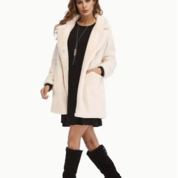 White Faux Fur Jacket – Chic & Elegant Winter Layer - Picture 2 of 5